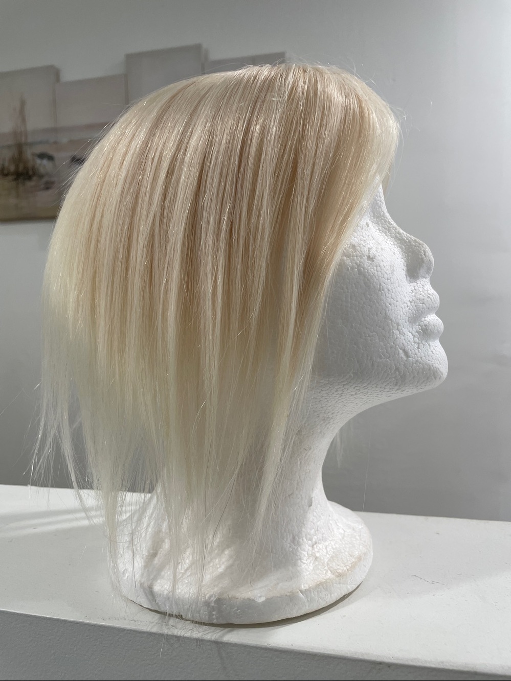 NWT 11-12”100% human REMY hair #60#613 vanilla blonde cream topper HANDTIED SILK - Picture 5 of 12